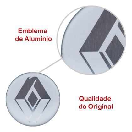 Imagem de Jogo de calotas 879cp-pof aro 14 cp cubo padrão preto fosco + emblemas alumínio renault prata