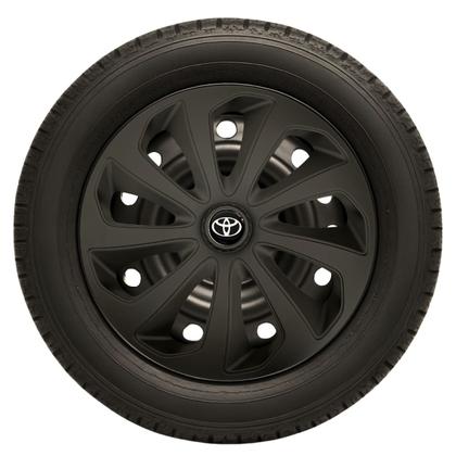Imagem de Jogo de calotas esportivas velox 15 fosc black + emblema alumínio toyota preto
