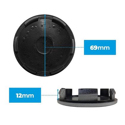 Imagem de Jogo de Calotinha 69mm Centro de Roda Honda HRV CRV Accord Preta Brilhante Emblema Prata