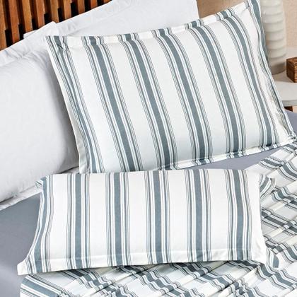 Imagem de Jogo De Cama 100% Algodão Marin Casal Padrão 04 Peças - Cinza