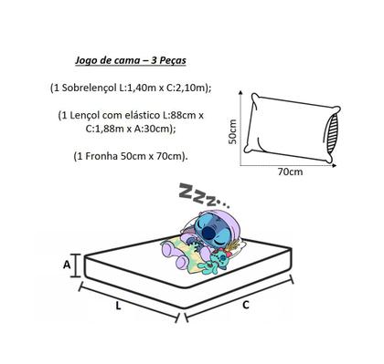 Imagem de Jogo de Cama 100% Algodão Solteiro Estampado Personagem - Com 3 Peças - 1,40m X 2,10m