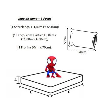 Imagem de Jogo de Cama 100% Algodão Solteiro Estampado Personagem - Com 3 Peças - 1,40m X 2,10m