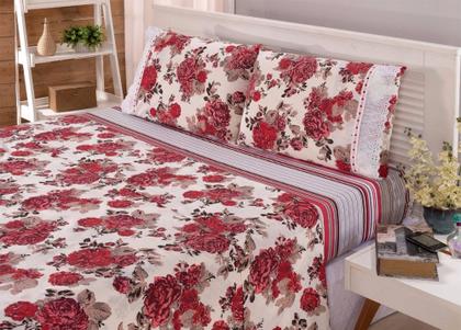 Imagem de Jogo de Cama 400 Fios Lençol Casal 4 Peças Estampado Estampas Sortidas