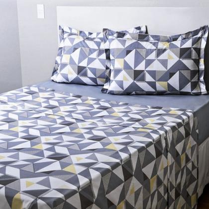 Imagem de Jogo de Cama 400 Fios Lençol Casal 4 Peças Estampado Estampas Sortidas