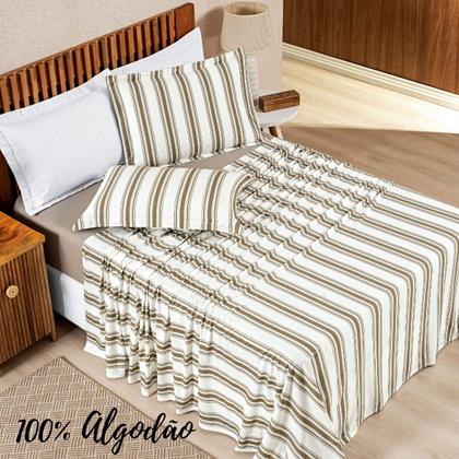 Imagem de Jogo de Cama Algodão Queen Malha 04 Peças Caqui