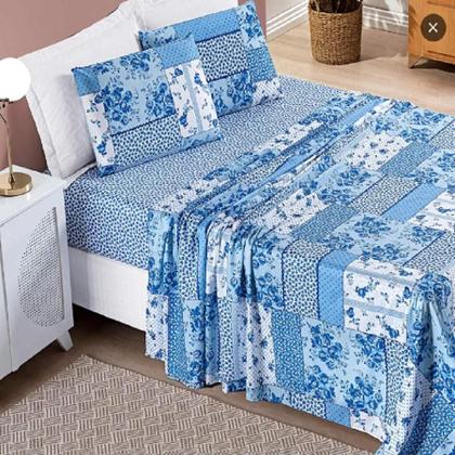 Imagem de Jogo de Cama Box Lençol Casal Queen Estampado 4 Peças - Estampas Sortidas