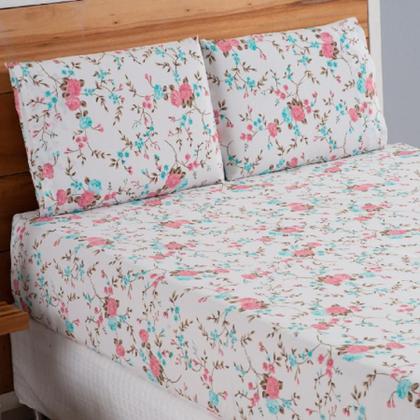 Imagem de Jogo de Cama Box Lençol Casal Queen Estampado 4 Peças - Estampas Sortidas