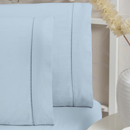 Imagem de Jogo de cama casal 4 peças 100% algodão 400 fios azul