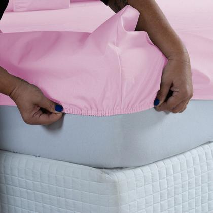 Imagem de Jogo de Cama Casal com Elástico e Fronha 400 Fios com Ponto Palito 3 Peças Qualidade