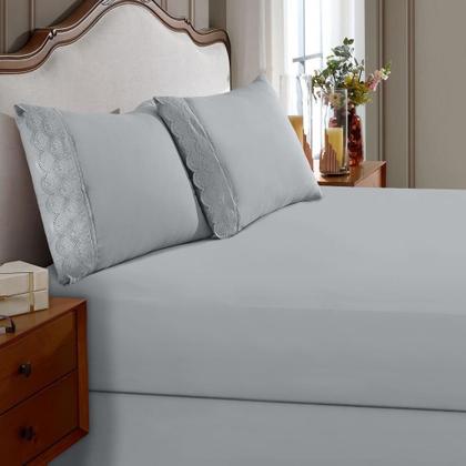 Imagem de Jogo De Cama Casal Com Renda 138X188X30Cm - Buettner