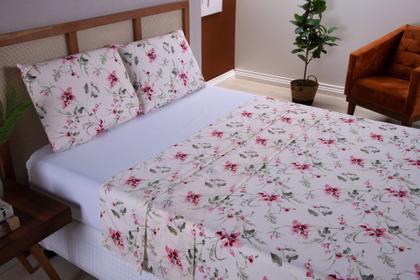 Imagem de Jogo de Cama Casal King 4 Peças Micropercal 400 Fios Com 2 Fronhas e Lençol de Elástico e Superior