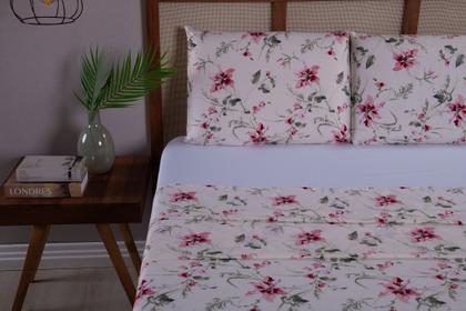 Imagem de Jogo de Cama Casal King 4 Peças Micropercal 400 Fios Com 2 Fronhas e Lençol de Elástico e Superior