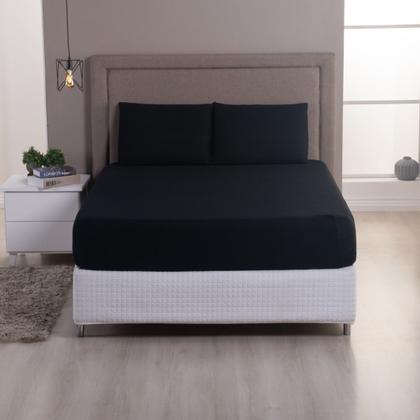 Imagem de Jogo de Cama Casal King Malha 100% Algodão 03 Peças Com Elástico