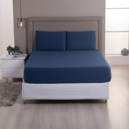 Imagem de Jogo de Cama Casal King Malha 100% Algodão 03 Peças Com Elástico