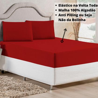 Imagem de Jogo de Cama Casal King Malha 100% Algodão 03 Peças Com Elástico