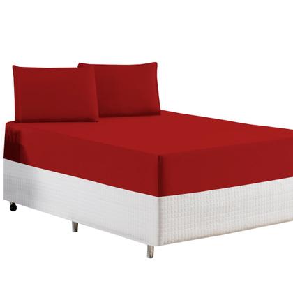 Imagem de Jogo de Cama Casal King Malha 100% Algodão 03 Peças Com Elástico