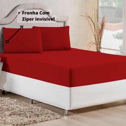 Imagem de Jogo de Cama Casal King Malha 100% Algodão 03 Peças Com Elástico