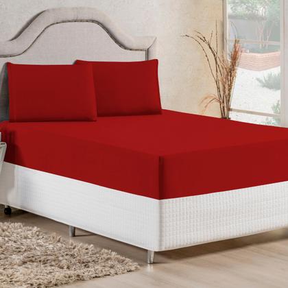 Imagem de Jogo de Cama Casal King Malha 100% Algodão 03 Peças Com Elástico