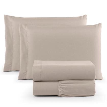 Imagem de Jogo de Cama Casal Padrão 400 Fios Percal 04 Peças Com Barra, Antiácaro, Antipilling com Toque Macio