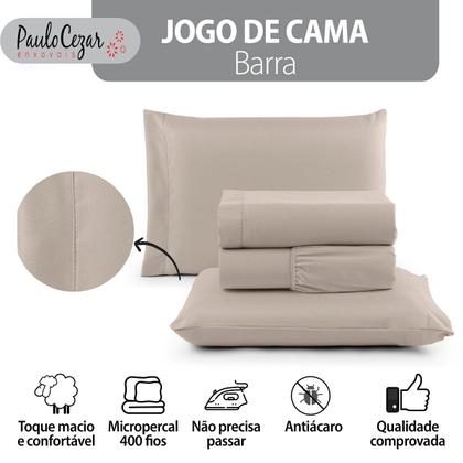 Imagem de Jogo de Cama Casal Padrão 400 Fios Percal 04 Peças Com Barra, Antiácaro, Antipilling com Toque Macio