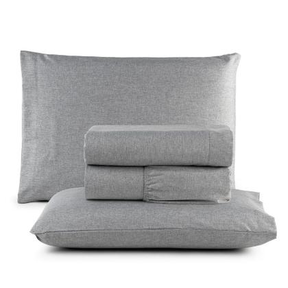 Imagem de Jogo de Cama Casal Padrão 400 Fios Percal 04 Peças Com Barra, Antiácaro, Antipilling com Toque Macio