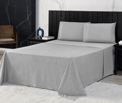 Imagem de Jogo de Cama Casal Padrão 400 Fios Percal 04 Peças Com Barra, Antiácaro, Antipilling com Toque Macio