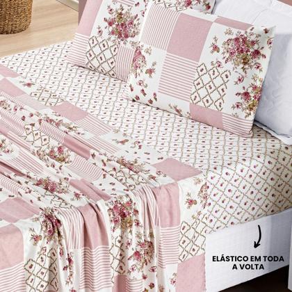 Imagem de Jogo de Cama Casal Padrão Bouti 04 Peças Rosa Matura