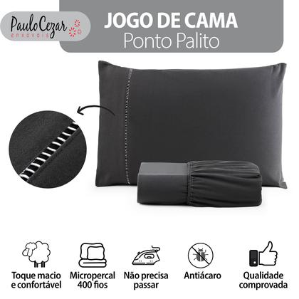 Imagem de Jogo de Cama Classic Solteiro Percal 400 Fios Ponto Palito 02 Peças, Antiácaro, Toque Macio e Confortável