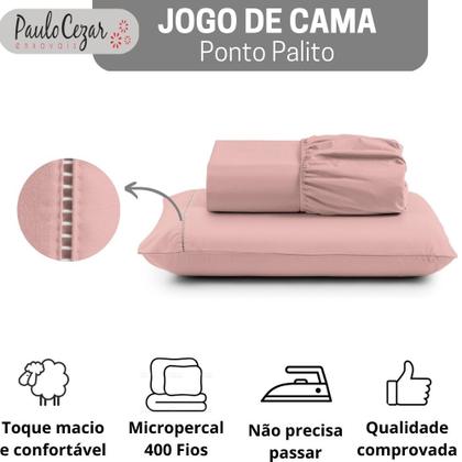 Imagem de Jogo de Cama Classic Solteiro Percal 400 Fios Ponto Palito 02 Peças, Antiácaro, Toque Macio e Confortável