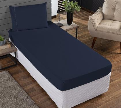 Imagem de Jogo de Cama Classic Solteiro Percal 400 Fios Ponto Palito 02 Peças, Antiácaro, Toque Macio e Confortável