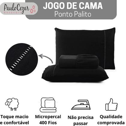 Imagem de Jogo de Cama Classic Solteiro Percal 400 Fios Ponto Palito 02 Peças, Antiácaro, Toque Macio e Confortável