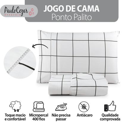 Imagem de Jogo de Cama Classic Solteiro Percal 400 Fios Ponto Palito 02 Peças, Antiácaro, Toque Macio e Confortável