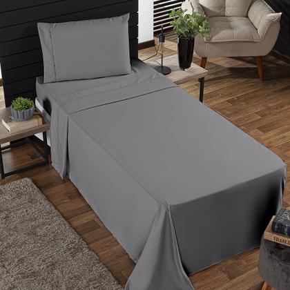 Imagem de Jogo de Cama Classic Solteiro Percal 400 Fios Ponto Palito 03 Peças, Antiácaro, Antipilling com Toque Macio