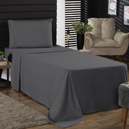 Imagem de Jogo de Cama Classic Solteiro Percal 400 Fios Ponto Palito 03 Peças, Antiácaro, Antipilling com Toque Macio