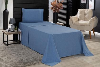 Imagem de Jogo de Cama Classic Solteiro Percal 400 Fios Ponto Palito 03 Peças, Antiácaro, Antipilling com Toque Macio