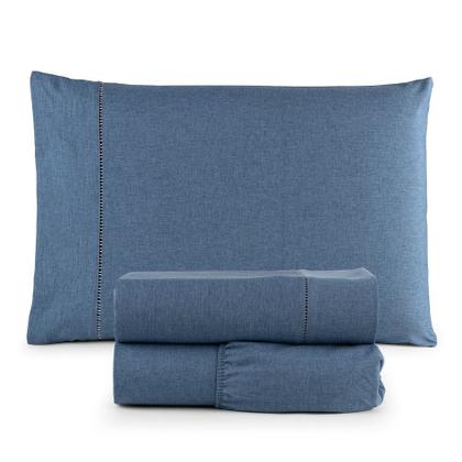 Imagem de Jogo de Cama Classic Solteiro Percal 400 Fios Ponto Palito 03 Peças, Antiácaro, Antipilling com Toque Macio