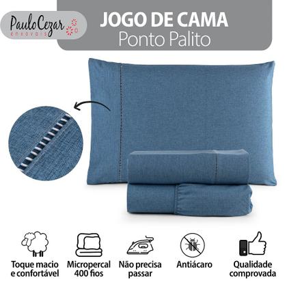 Imagem de Jogo de Cama Classic Solteiro Percal 400 Fios Ponto Palito 03 Peças, Antiácaro, Antipilling com Toque Macio