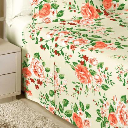 Imagem de Jogo de Cama Coteminas King Nola Floral Amarelo - 100% Algodão, 4 Peças
