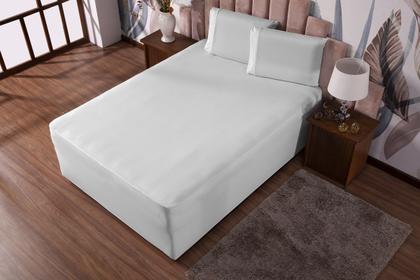 Imagem de Jogo de Cama de Solteiro para Box Conjugado Lençol + Fronha Malha Gel Luva Liso 2 pç Branco