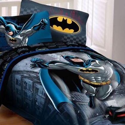 Imagem de Jogo de cama infantil batman 4 peças solteiro com edredom