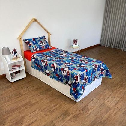 Imagem de Jogo de Cama Infantil Homem Aranha 3 Peças 150 Fios Azul Lepper
