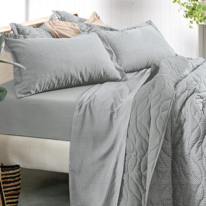 Imagem de Jogo de Cama King 4 Peças Altenburg Toque Acetinado Slim Zinc Cinza