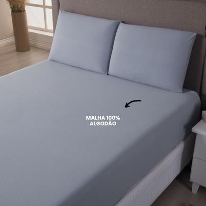 Imagem de Jogo de Cama King Malha 100% Algodão c/ Elastico 04 Pçs