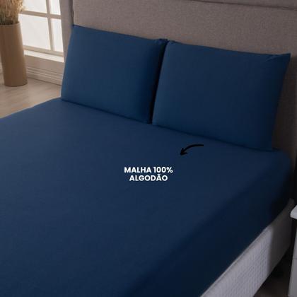 Imagem de Jogo de Cama King Malha 100% Algodão c/ Elastico 04 Pçs