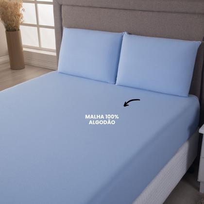 Imagem de Jogo de Cama King Malha 100% Algodão c/ Elastico 04 Pçs