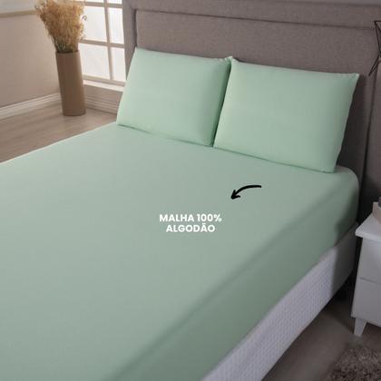 Imagem de Jogo de Cama King Malha 100% Algodão c/ Elastico 04 Pçs