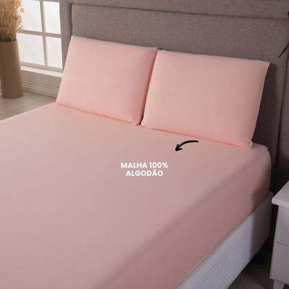 Imagem de Jogo de Cama King Malha 100% Algodão c/ Elastico 04 Pçs