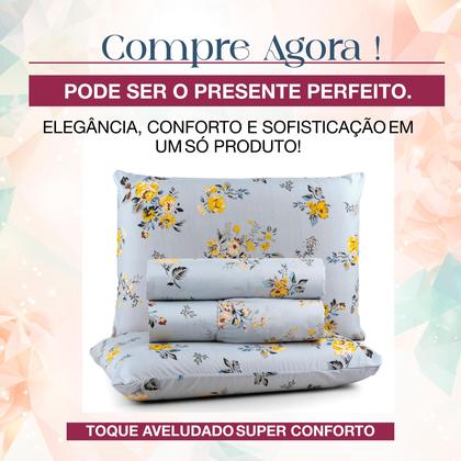 Imagem de Jogo De Cama King Size Estampado 4 Peças Aveludado Elástico