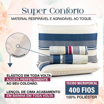 Imagem de Jogo De Cama King Size Estampado 4 Peças Aveludado Elástico