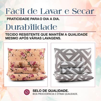 Imagem de Jogo De Cama King Size Estampado 4 Peças Aveludado Elástico